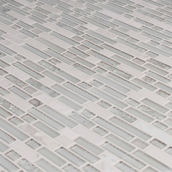 Delano Blanco SAMPLE Glass Stone Mesh-Mounted Mosaic Tile